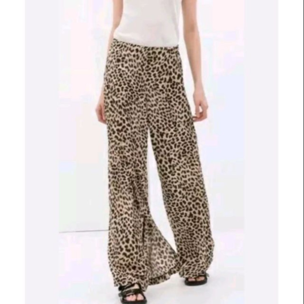 Zara Cheetah High Waisted Wide Leg Pants